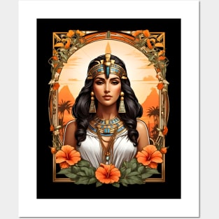 Cleopatra Queen of Egypt retro vintage floral design Posters and Art